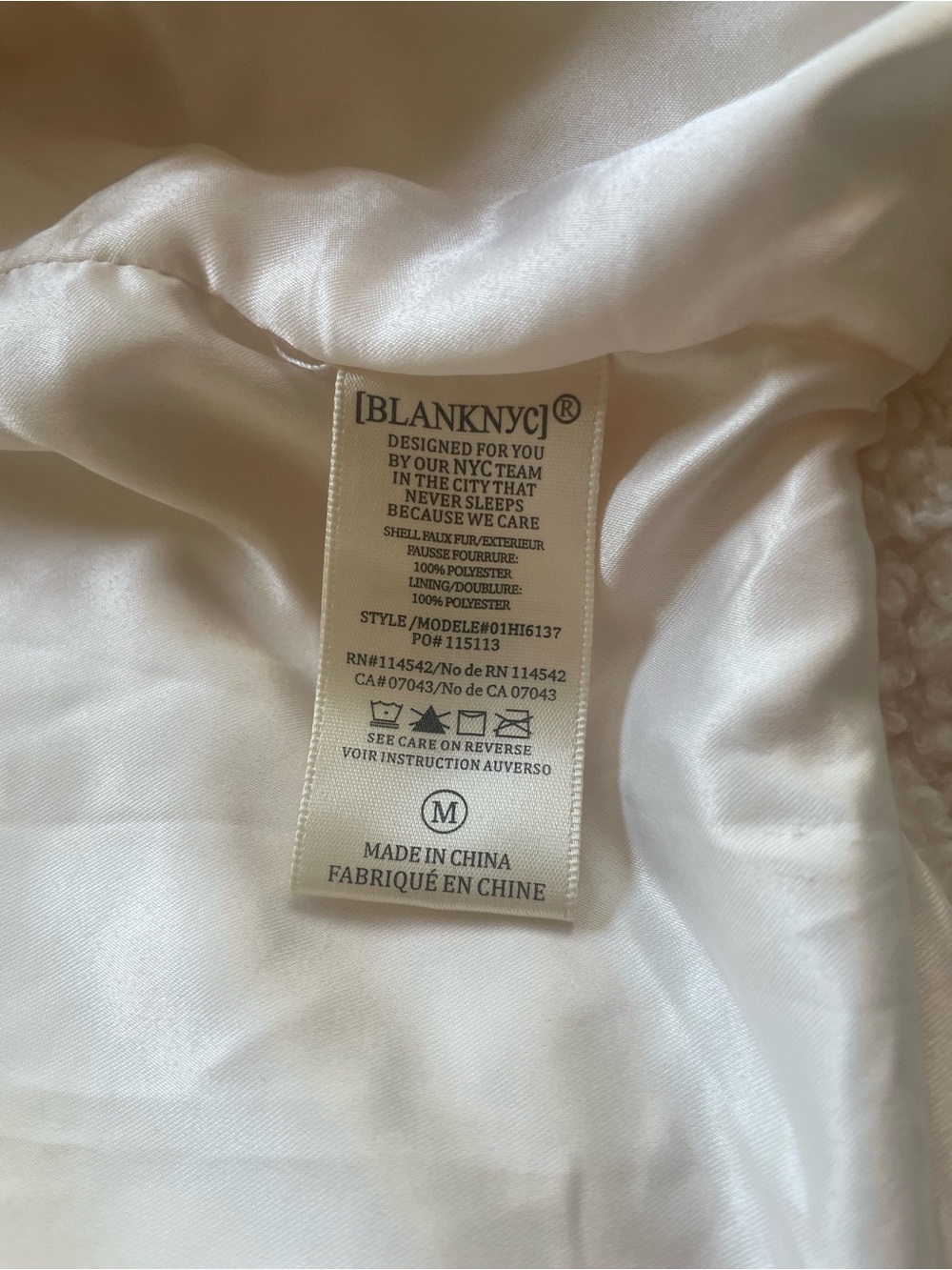 Blank NYC Cream Teddy Sherpa Shirt Jacket Size Medium - Picture 4 of 4
